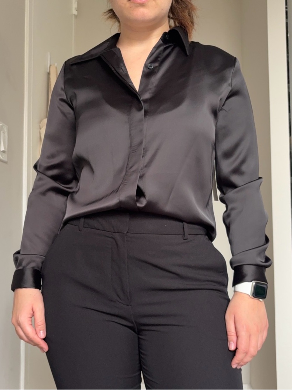 NWT Worthington black silk button down blouse